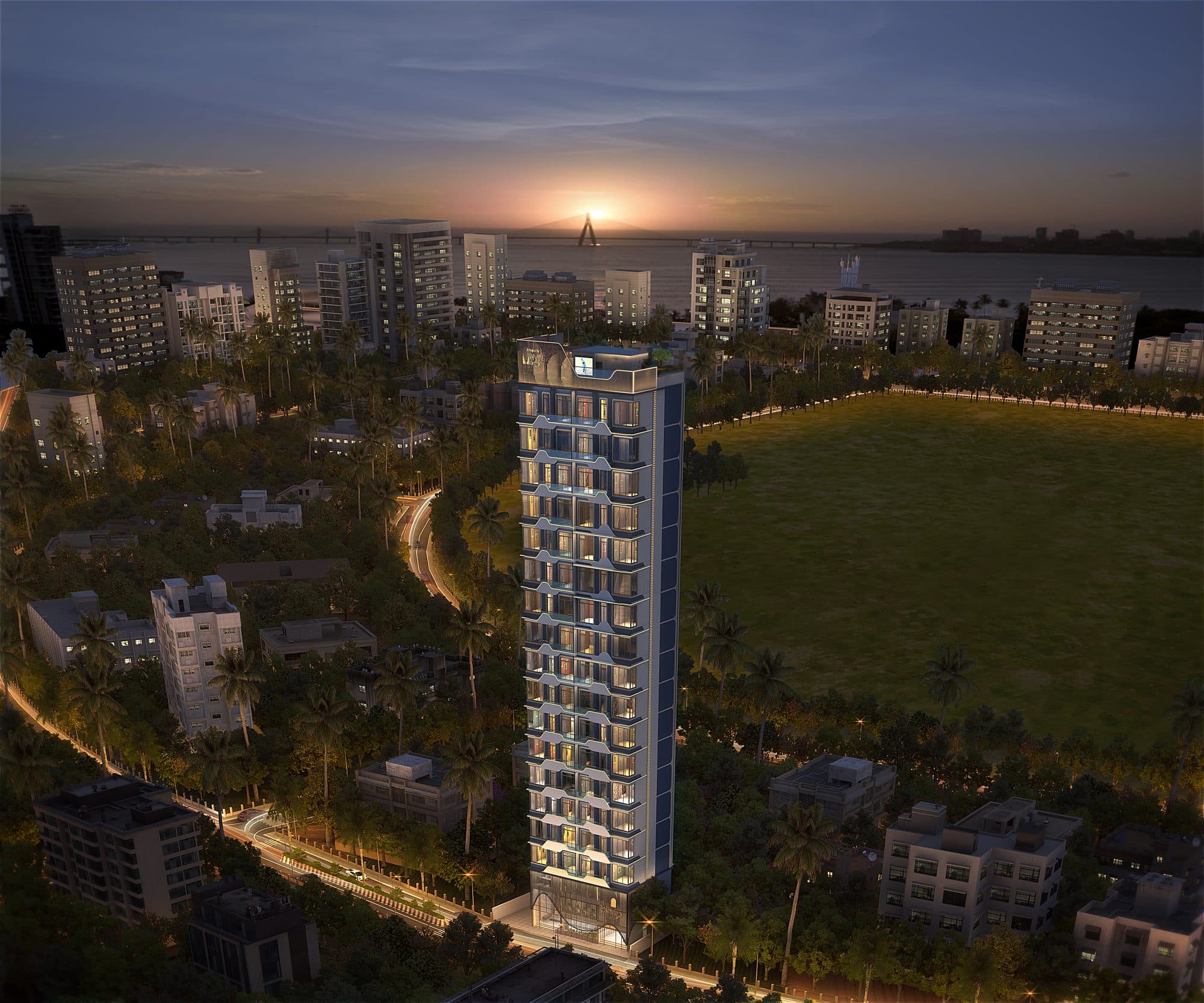 Park 55 aerial night view